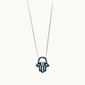 Sterling Silver Mediterranean Hamsa Hand and Turkish Eye (Evil Eye) Pendant - Naked Nation UK