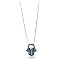 Sterling Silver Mediterranean Hamsa Hand and Turkish Eye (Evil Eye) Pendant - Naked Nation UK