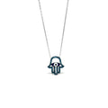 Sterling Silver Mediterranean Hamsa Hand and Turkish Eye (Evil Eye) Pendant - Naked Nation UK