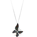 Sterling Silver Multi Coloured Cubic Zirconia Butterfly Necklace by Naked Nation - Naked Nation UK