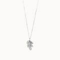 Sterling Silver Necklace with Cubic Zirconia Leaf Design Pendant - Naked Nation UK
