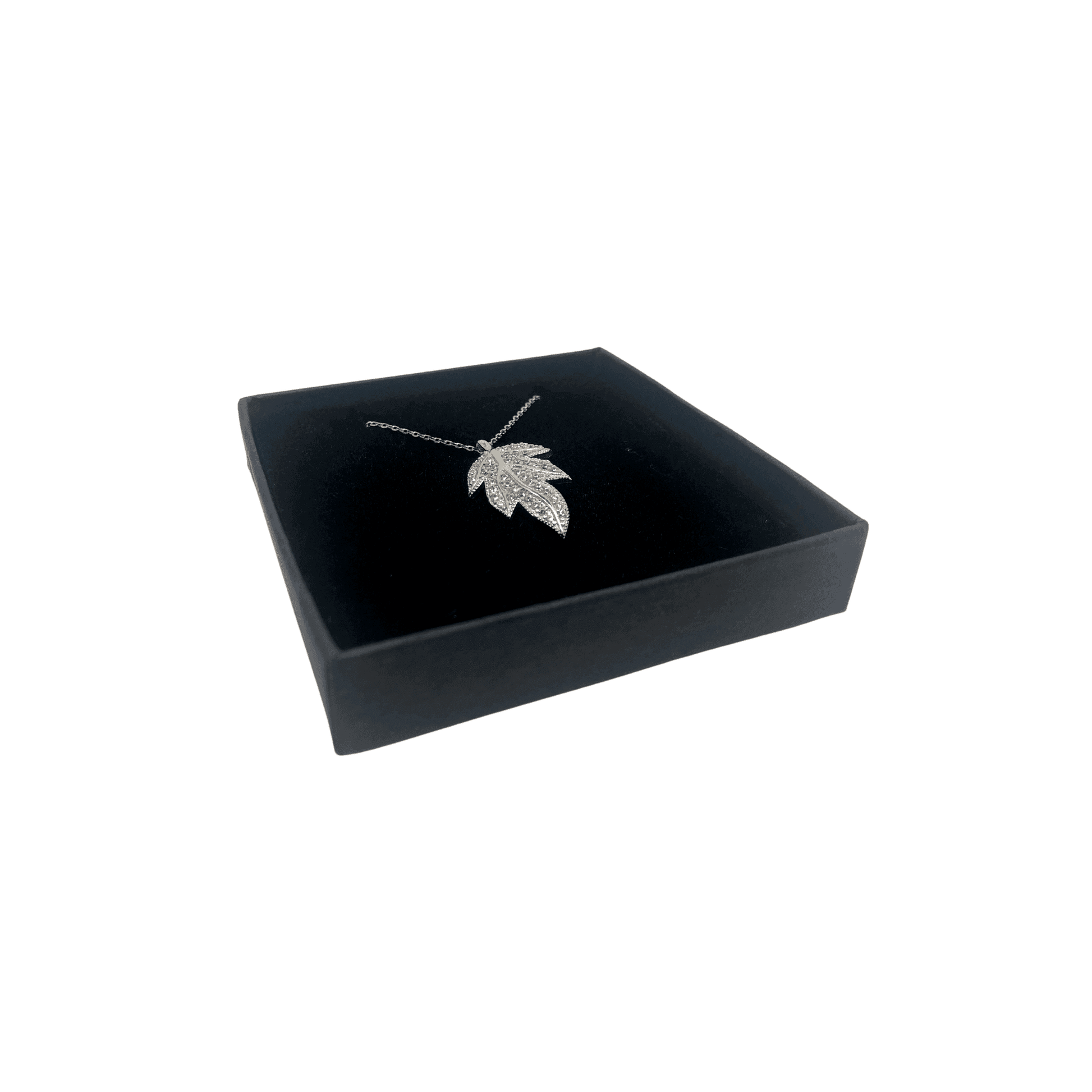 Sterling Silver Necklace with Cubic Zirconia Leaf Design Pendant - Naked Nation UK