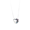 Sterling Silver Necklace with Small Black Pink and Blue Hearts Pendant by Naked Nation - Naked Nation UK