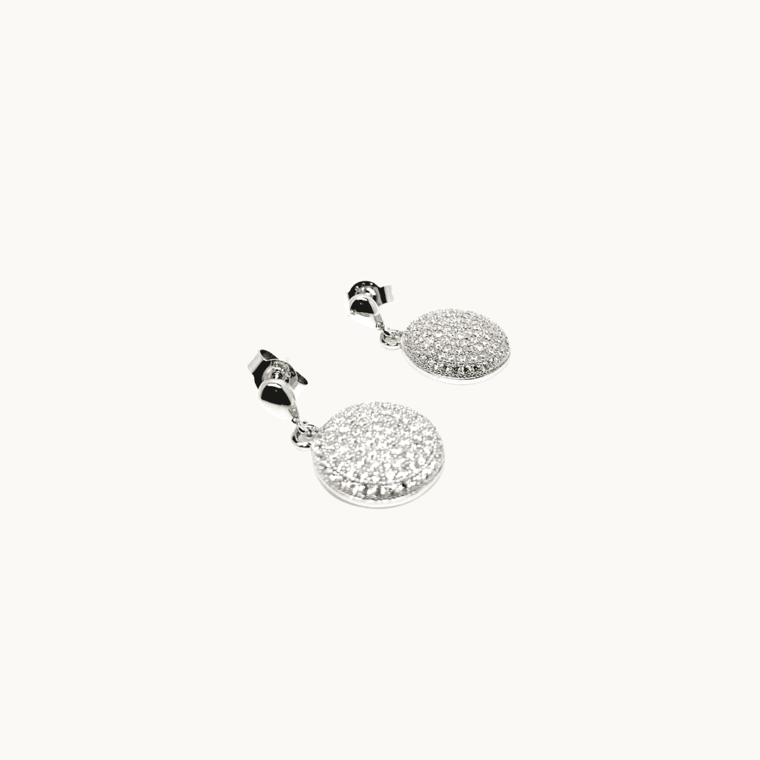 Sterling Silver Round Stud Earrings with Cubic Zirconia Stones - Naked Nation UK