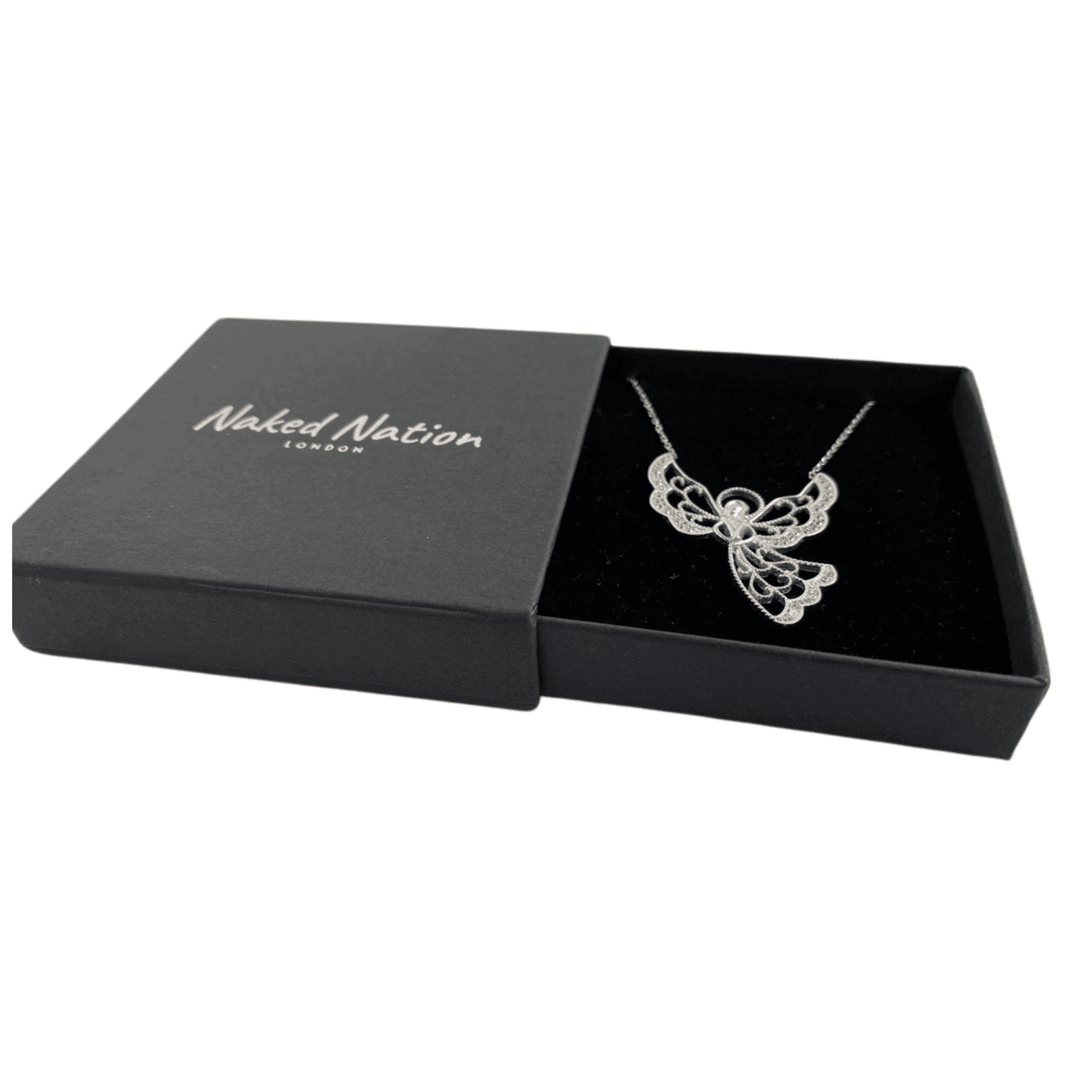 Stunning 925 Sterling Silver Angel with Crystals Necklace - Naked Nation UK