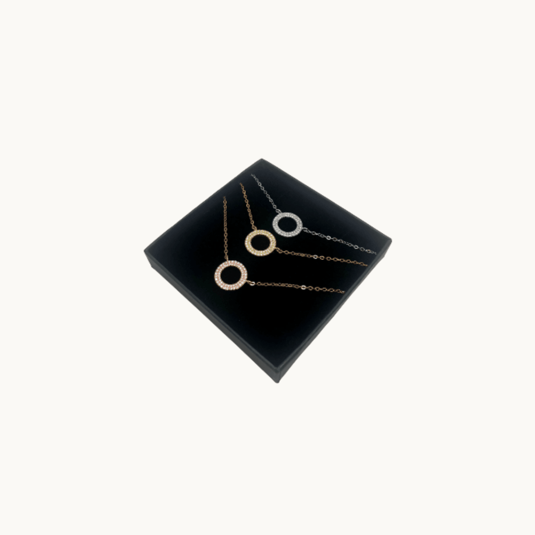 Three Tone Crystals, 925 Sterling Silver Necklace - Naked Nation UK