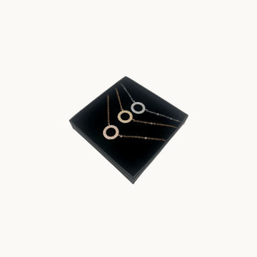 Three Tone Crystals, 925 Sterling Silver Necklace - Naked Nation UK