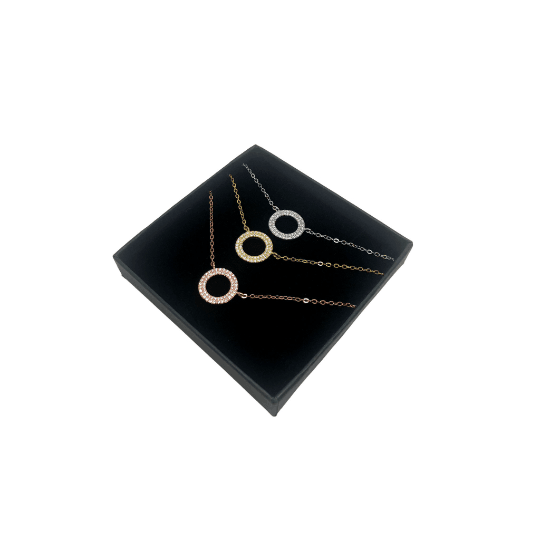 Three Tone Crystals, 925 Sterling Silver Necklace - Naked Nation UK