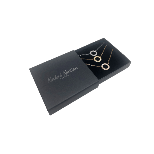 Three Tone Crystals, 925 Sterling Silver Necklace - Naked Nation UK
