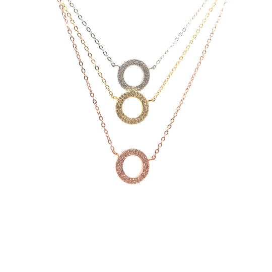 Three Tone Crystals, 925 Sterling Silver Necklace - Naked Nation UK