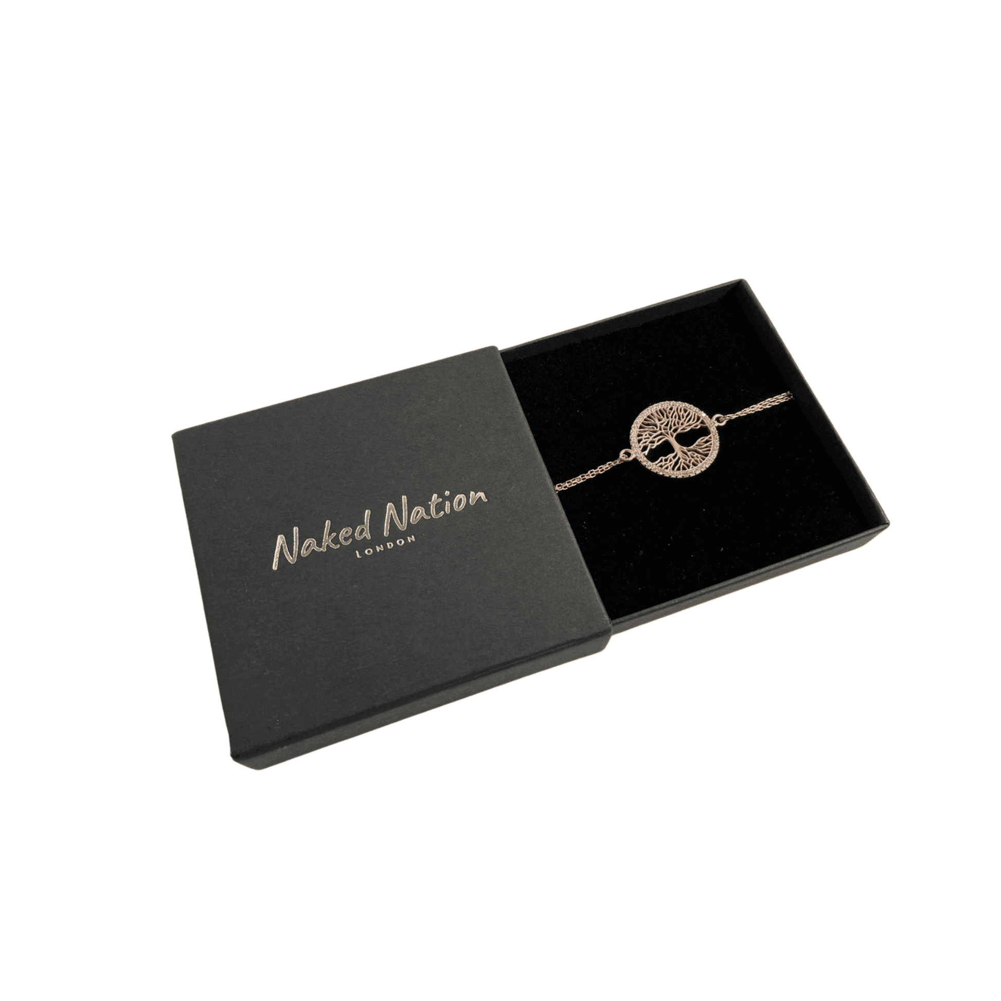 Tree of Life Rose Gold with Crystals, Sterling Silver & Family tree Bracelet - Naked Nation UK