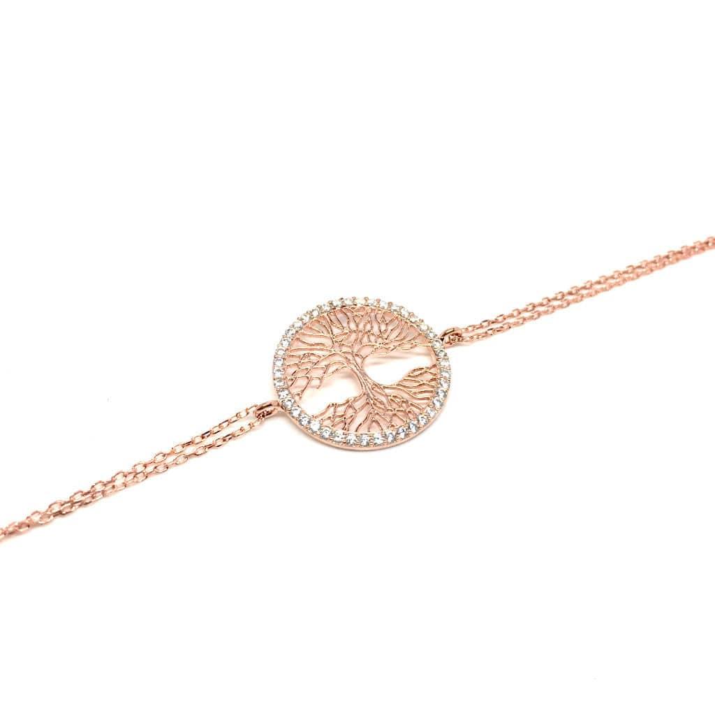 Tree of Life Rose Gold with Crystals, Sterling Silver & Family tree Bracelet - Naked Nation UK