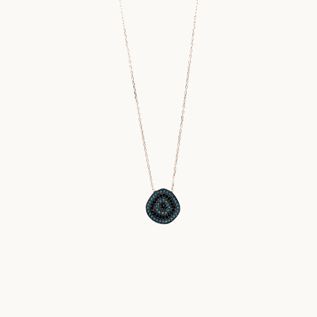 Turkish Design Blue with Stones Pendant Necklace - Rose Gold and Silver. - Naked Nation UK