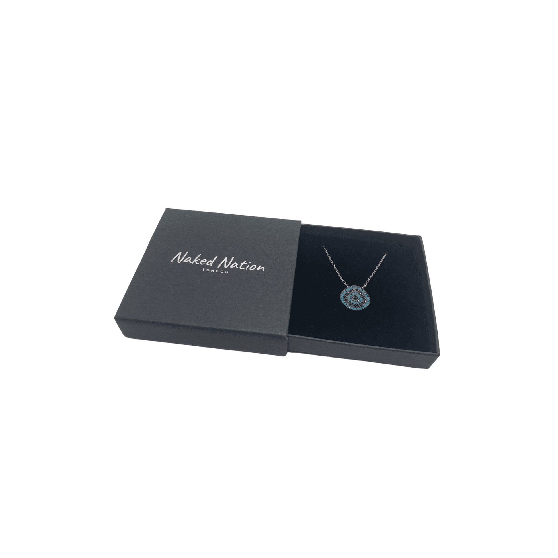 Turkish Design Blue with Stones Pendant Necklace - Rose Gold and Silver. - Naked Nation UK