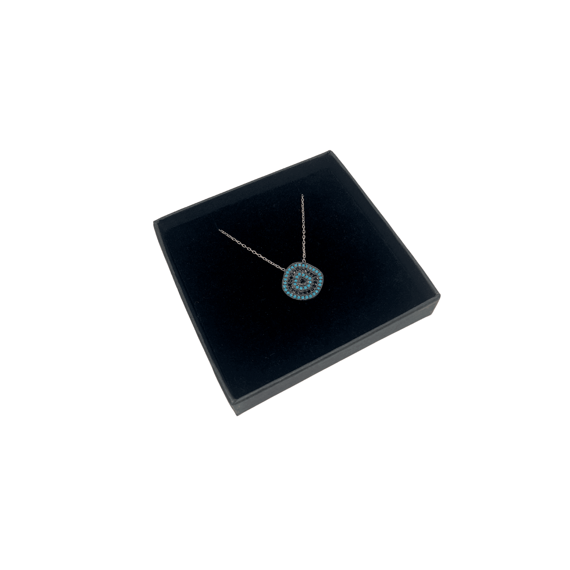 Turkish Design Blue with Stones Pendant Necklace - Rose Gold and Silver. - Naked Nation UK