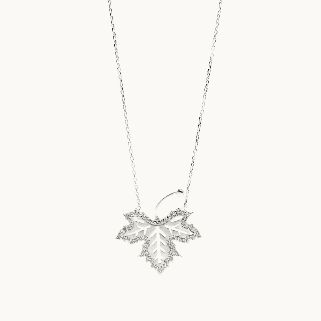 Winter Necklace, Crystal Leaf Necklace, 925 Sterling Silver - Naked Nation UK