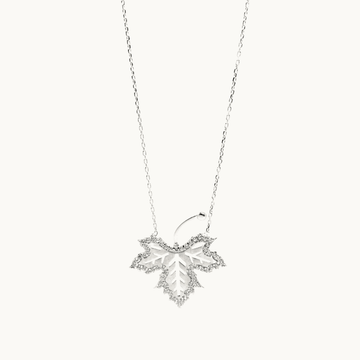 Winter Necklace, Crystal Leaf Necklace, 925 Sterling Silver - Naked Nation UK