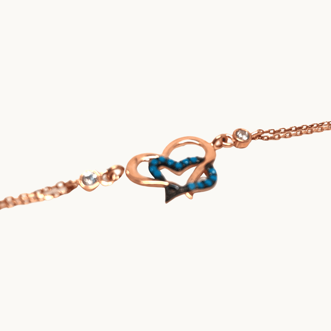 Women's Sterling Silver Blue Heart Bracelet with Crystals - Naked Nation UK