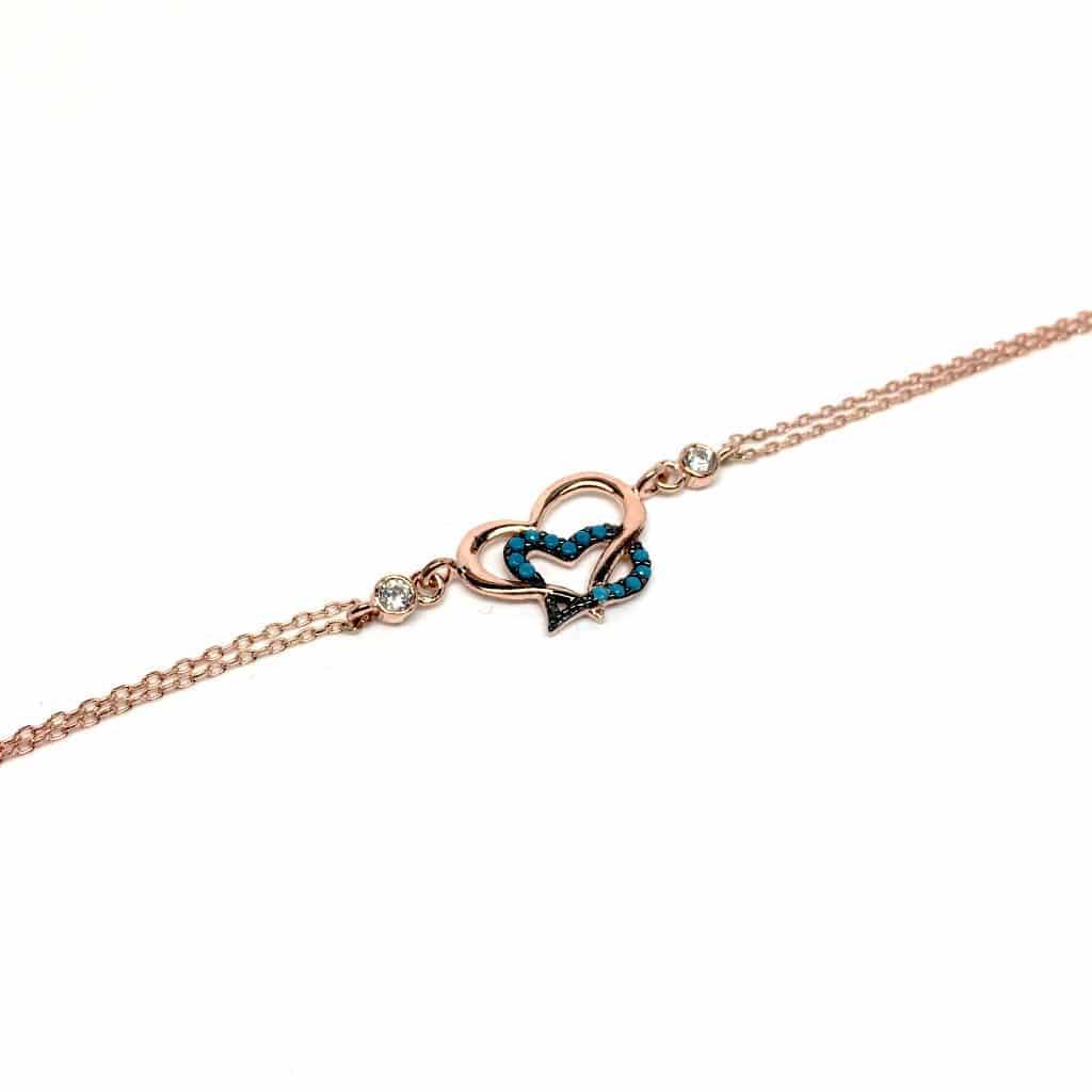 Women's Sterling Silver Blue Heart Bracelet with Crystals - Naked Nation UK