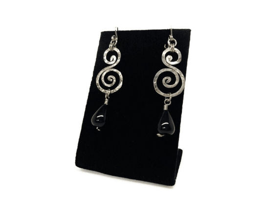 Black tourmaline Earrings for Protection and Purification or Tiger's Eye Earrings for Creativity, Dangle Earrings. - Naked Nation UK