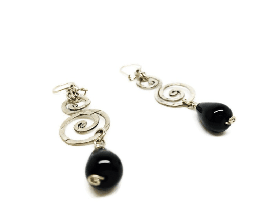 Black tourmaline Earrings for Protection and Purification or Tiger's Eye Earrings for Creativity, Dangle Earrings. - Naked Nation UK