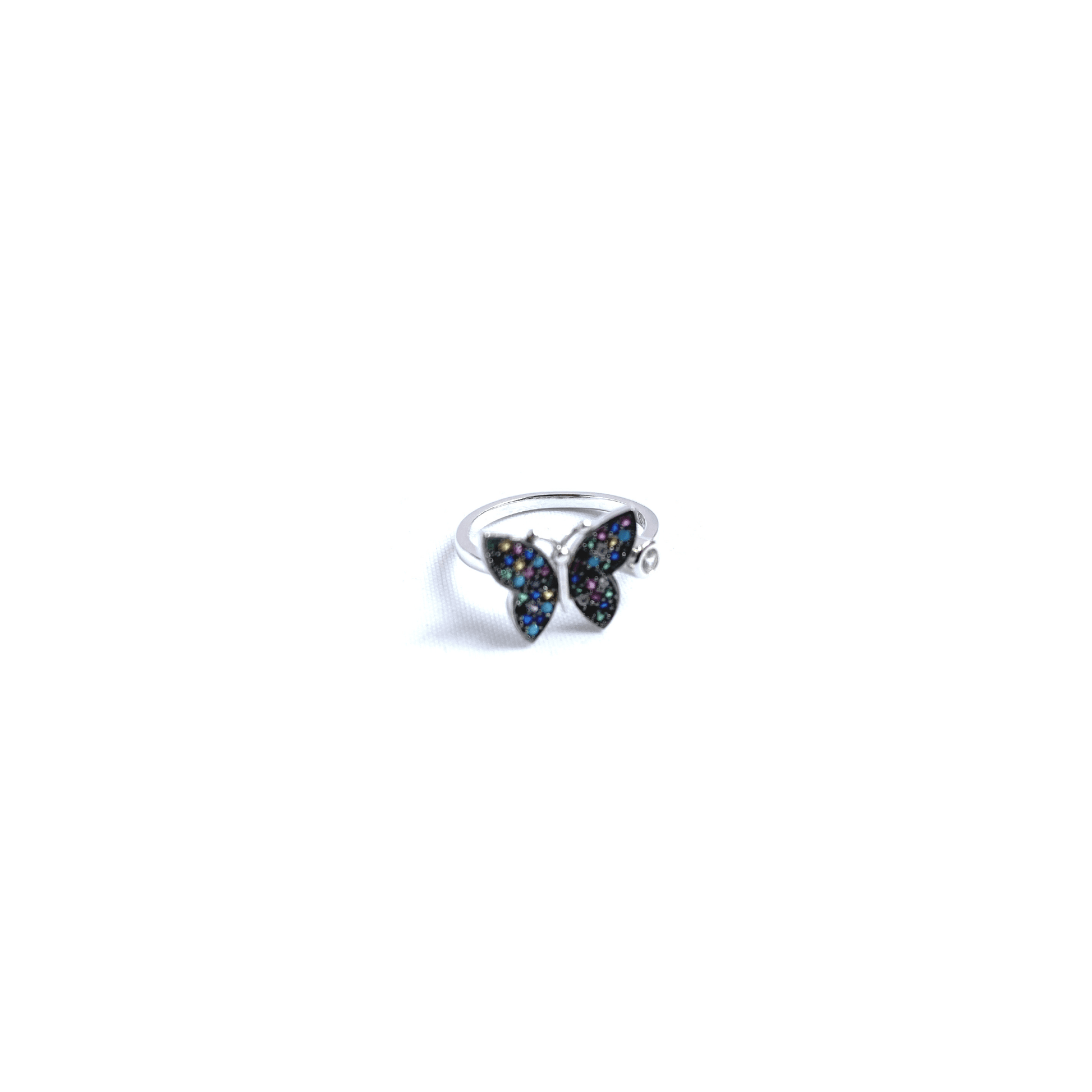 Butterfly Adjustable Ring 925 Sterling Silver with Cubic Zirconia Stones - Naked Nation UK