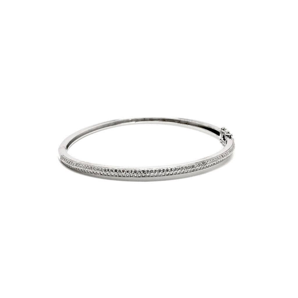Clear 925 Sterling Silver with Crystals Bangle with Luxurious Gift Box - Naked Nation UK