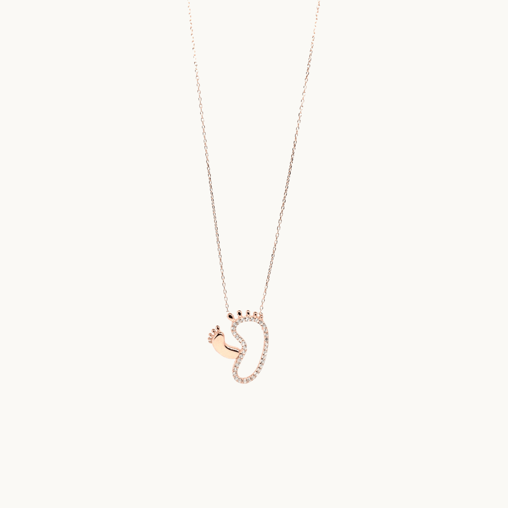 Cubic Zirconia Sterling Silver Baby Feet Necklace by Naked Nation - Naked Nation UK