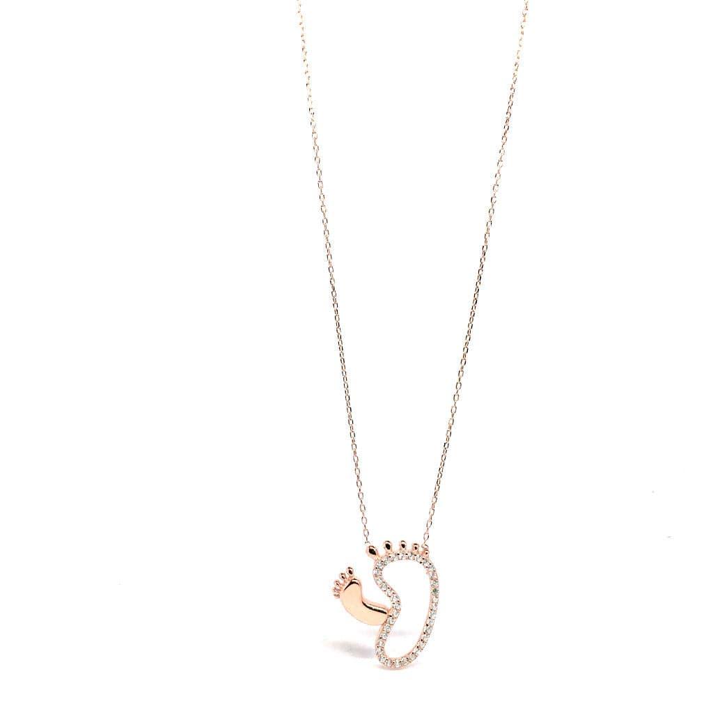 Cubic Zirconia Sterling Silver Baby Feet Necklace by Naked Nation - Naked Nation UK