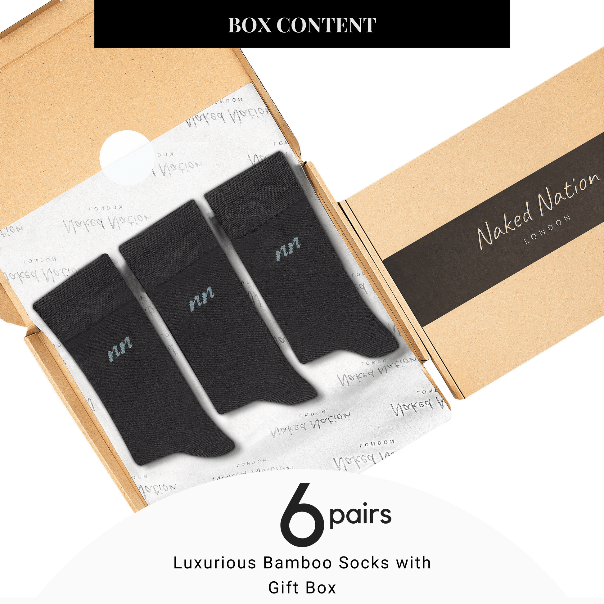 Luxurious Soft Top Crew Bamboo Socks, 6 Pairs - Naked Nation UK