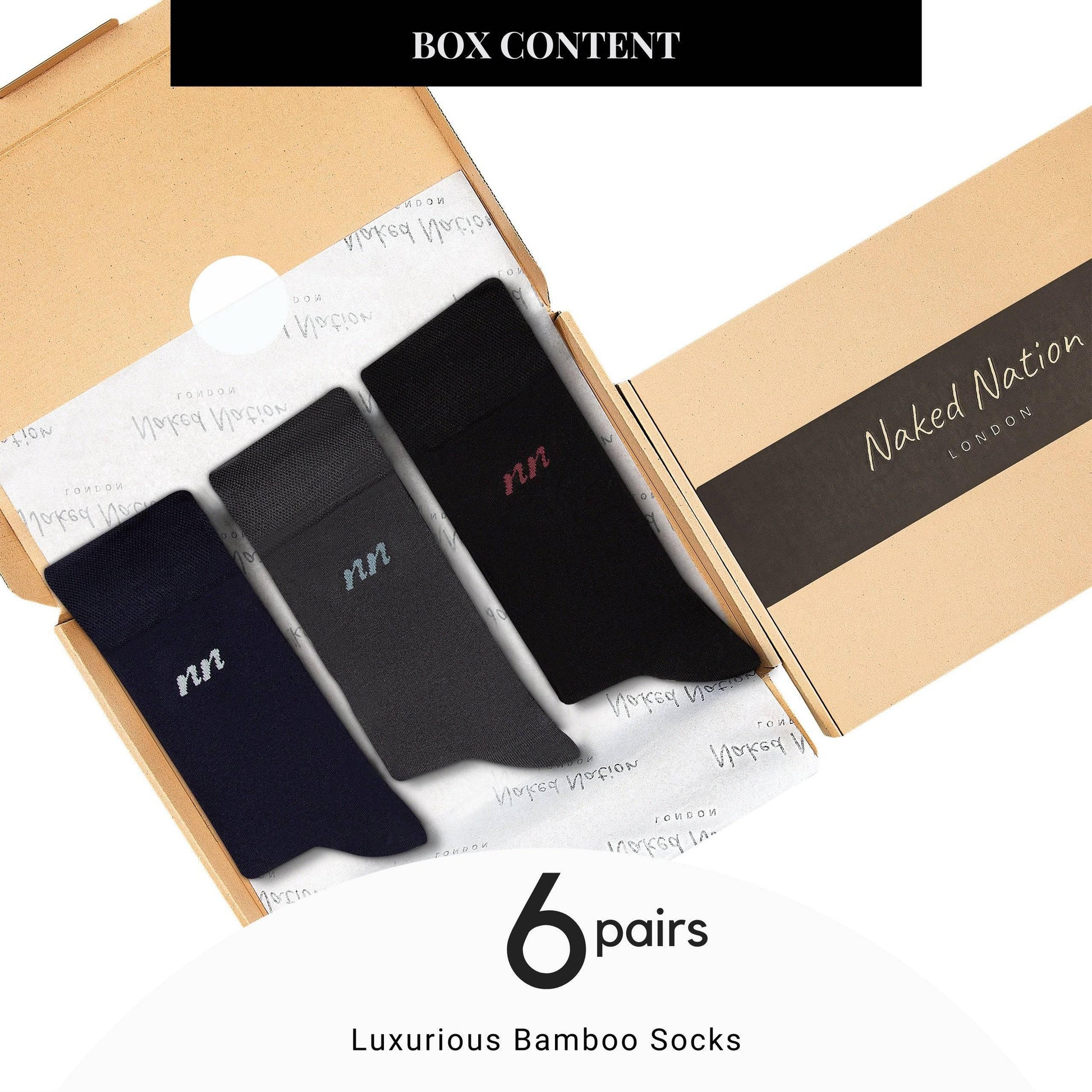Luxurious Soft Top Crew Bamboo Socks, 6 Pairs - Naked Nation UK