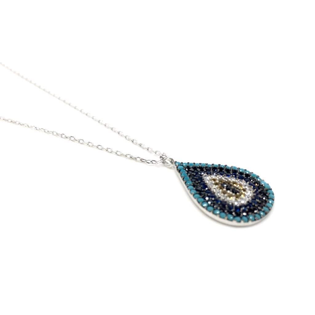 Mediterranean Style Sterling Silver Drop Pendant with Cubic Zirconia Stones - Naked Nation UK