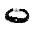 Men's Jewellery Leather & beads Bracelet with Plated Stainless Steel Design. Magnetic closure - Naked Nation UK