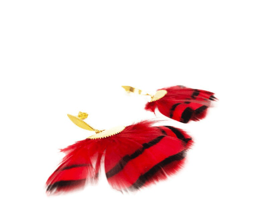 Red and Brown Feather Latin American Earrings - Naked Nation UK