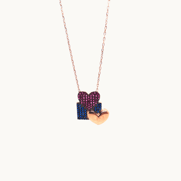 Romantic Rose Gold with two hearts Pendant Necklace - Naked Nation UK