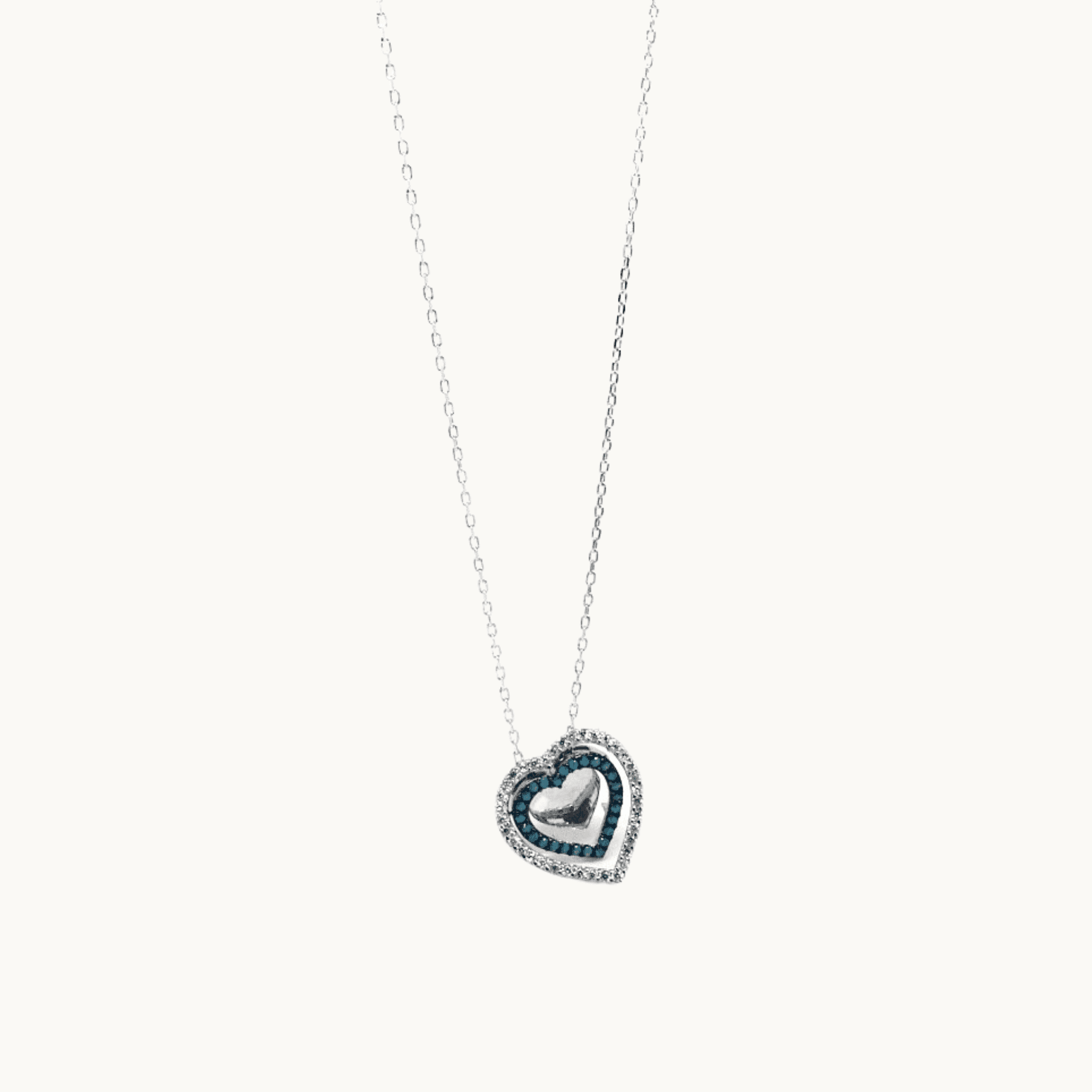 Rose Gold and Silver Cubic Zirconia Circle Heart Pendant Necklace - Naked Nation UK