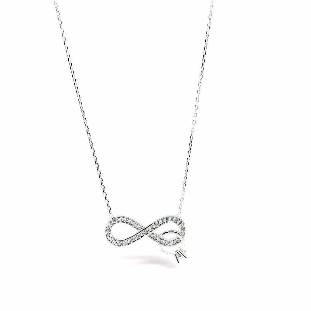 Silver and Rose Gold Crystals Infinity Pendant Necklace - Naked Nation UK