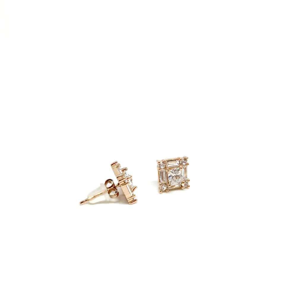Silver Square 925 Sterling Silver Clear Stud Earrings with Luxurious Gift Box - Naked Nation UK