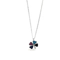 Small Lucky Clover 925 Sterling Silver Necklace with stones - Naked Nation UK