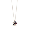 Small Lucky Clover 925 Sterling Silver Necklace with stones - Naked Nation UK