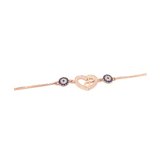 Sterling Silver and Rose Gold Bracelet with Infinity Heart - Naked Nation UK
