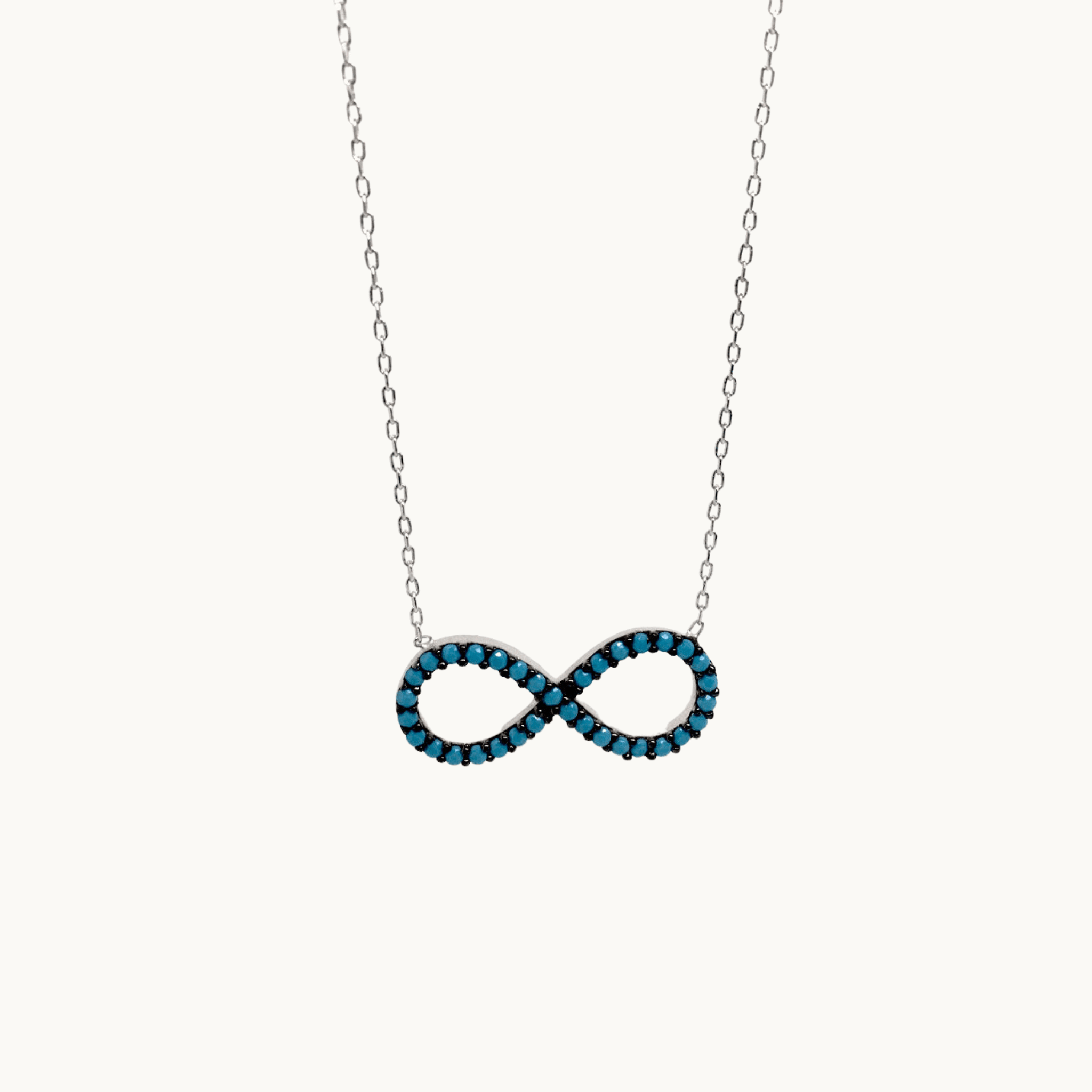 Sterling Silver Blue infinity figure Necklace (Rose Gold & Silver) - Naked Nation UK