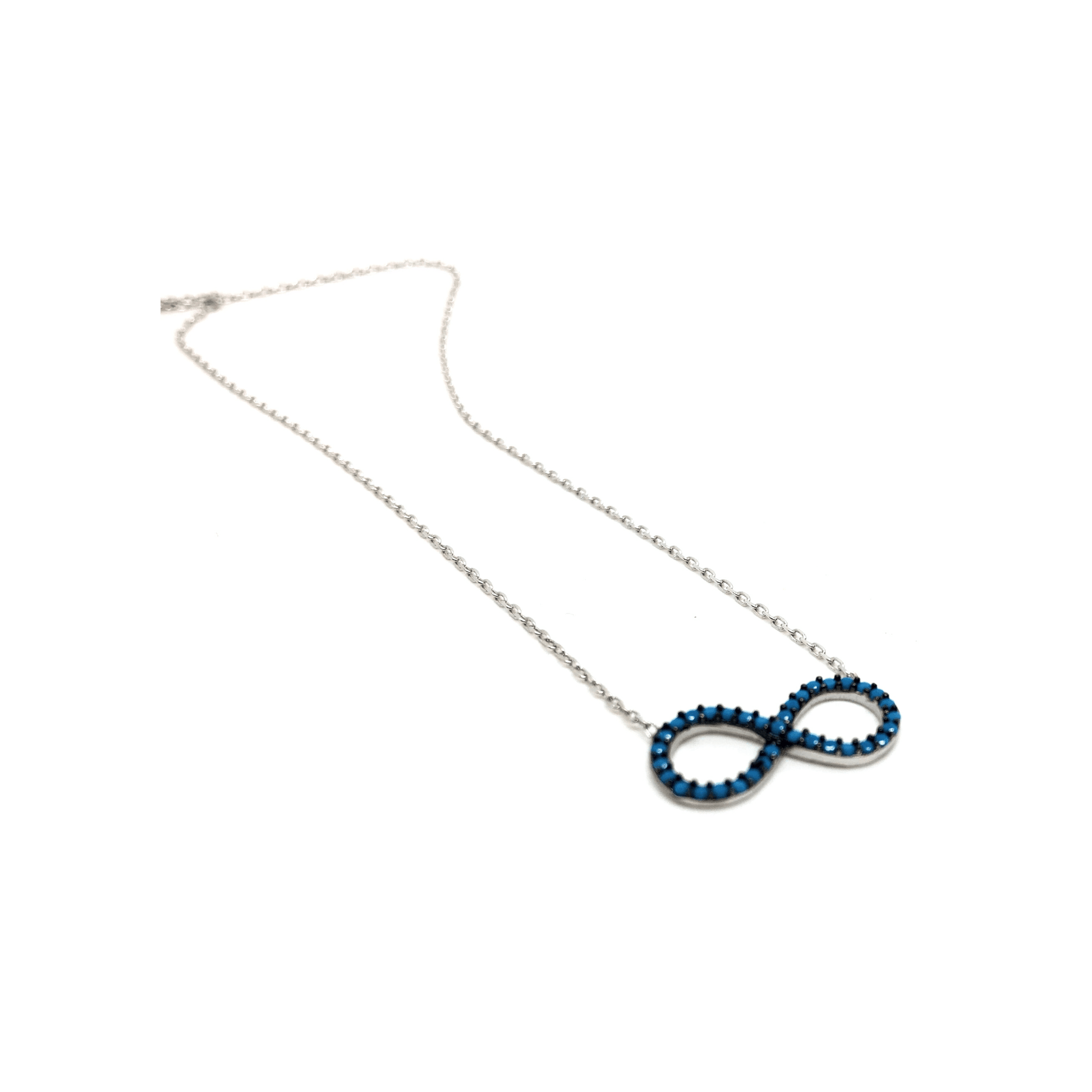 Sterling Silver Blue infinity figure Necklace (Rose Gold & Silver) - Naked Nation UK