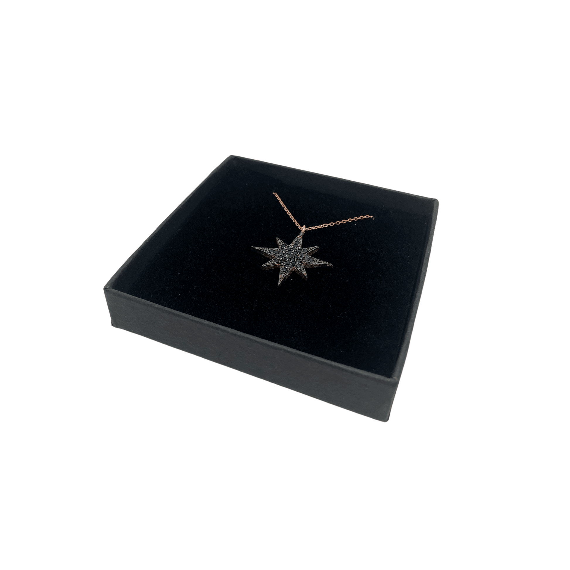 Sterling Silver Cubic Zirconia Star Pendant Necklace With Black and Clear Stones - Naked Nation UK