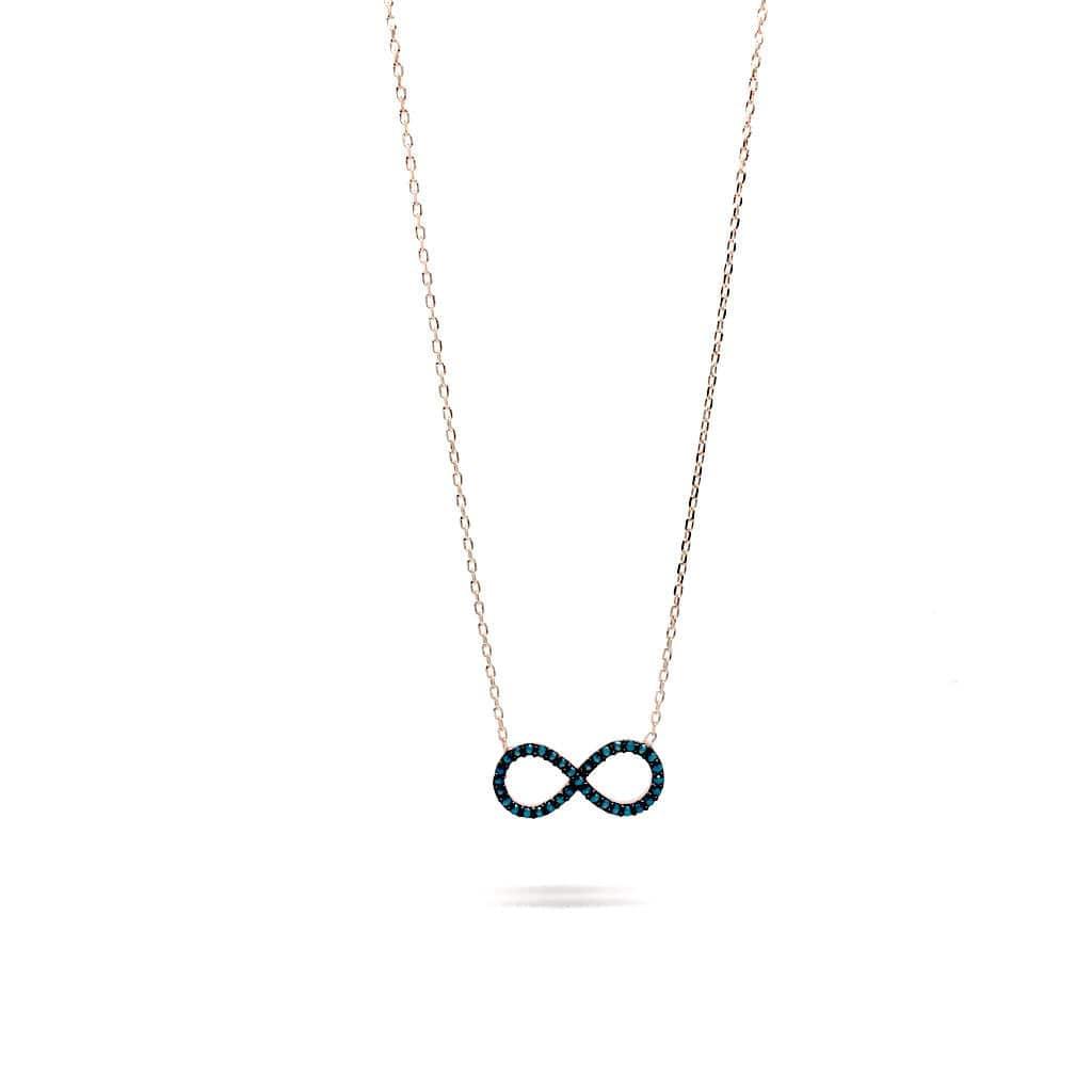 Sterling Silver Infinity Mini infinity figure Pendant Necklace in Rose Gold or Silver - Naked Nation UK