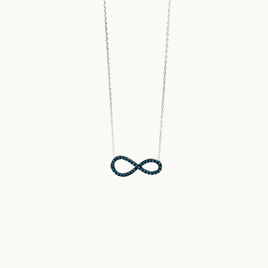 Sterling Silver Infinity Pendant with Blue Stones Necklace and luxurious gift box - Naked Nation UK