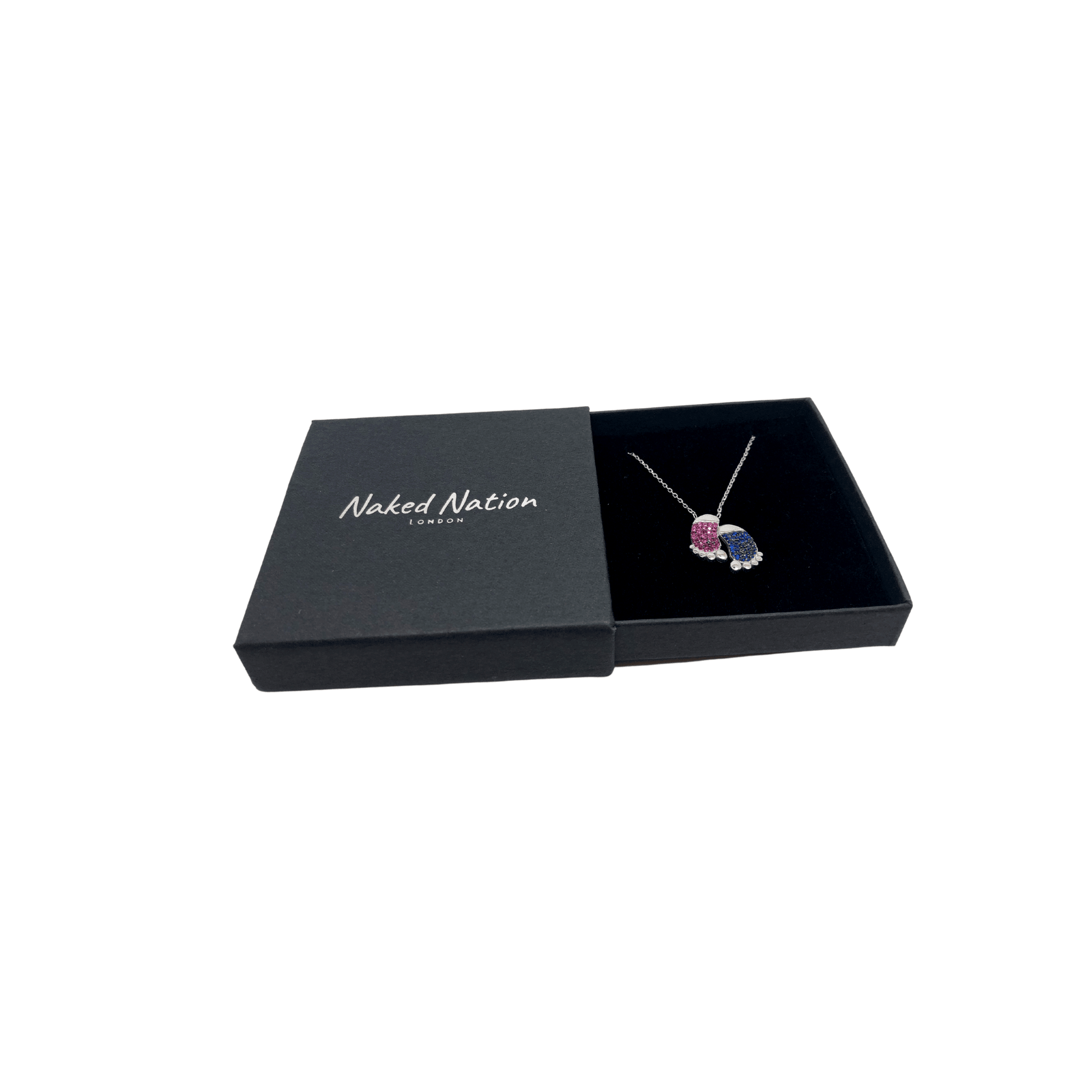 Sterling Silver Mother and Baby Feet Cubic Zirconia Pendant Necklace - Naked Nation UK