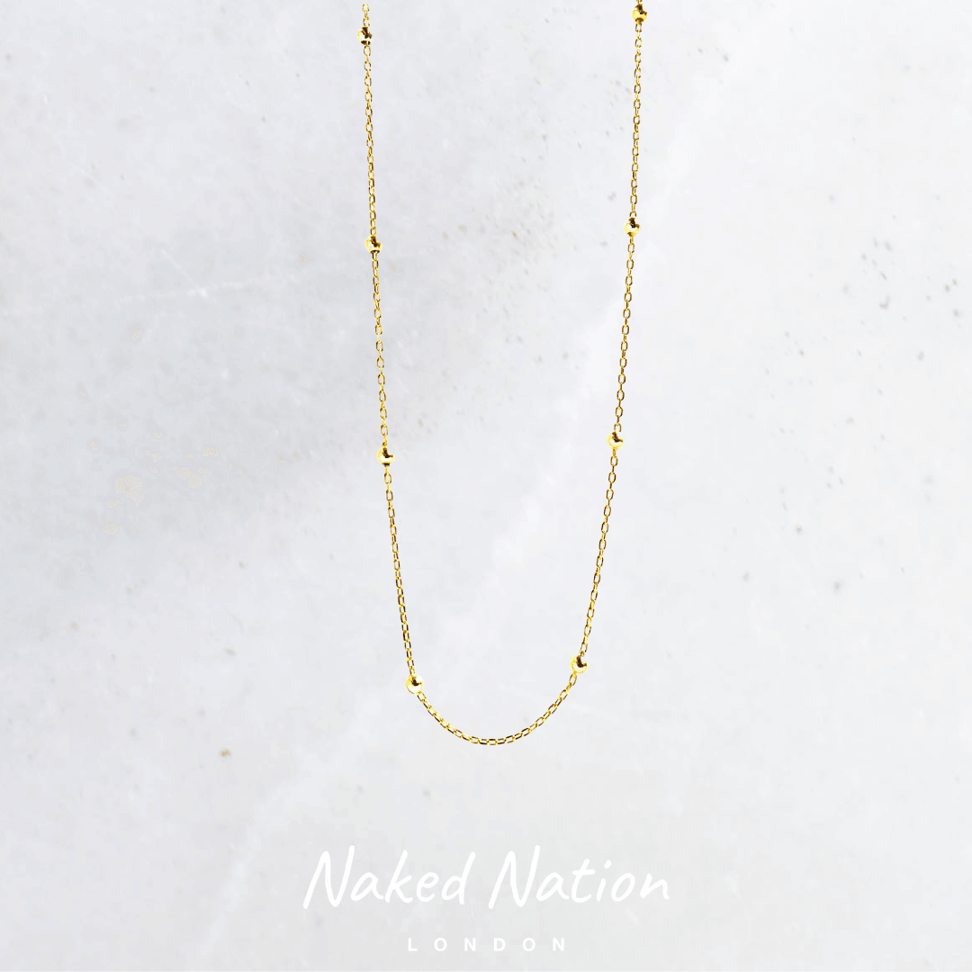 Sterling Silver Necklace. Silver, Rose Gold and Gold beaded necklace - Naked Nation UK
