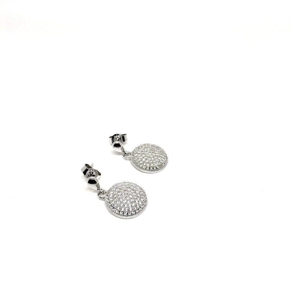 Sterling Silver Round Stud Earrings with Cubic Zirconia Stones - Naked Nation UK