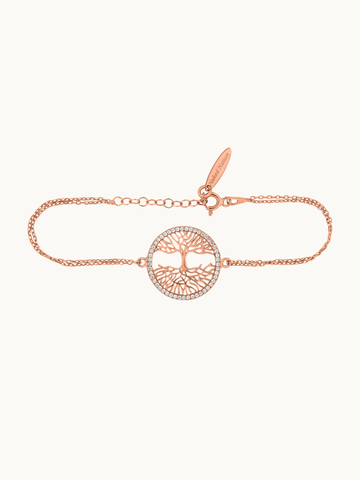 Tree of Life Rose Gold with Crystals, Sterling Silver & Family tree Bracelet - Naked Nation UK